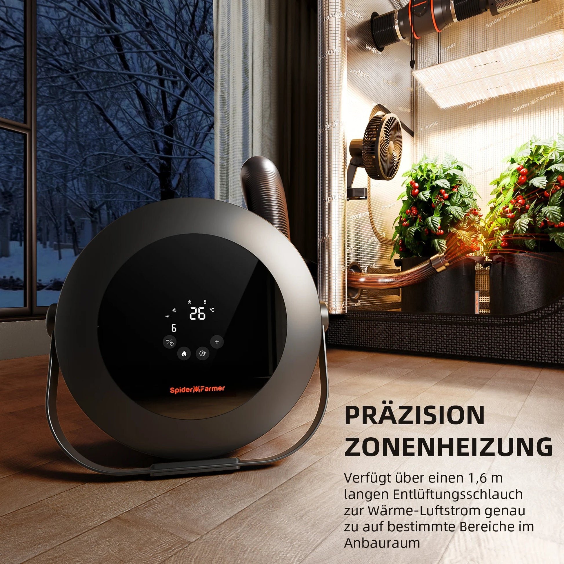 2025 Spider Farmer 540W Grow Tent Heater | Chauffage de tente de culture – Chauffage PTC intelligent, mode jour/nuit, minuterie 24H, chauffage sûr et efficace pour les plantes d’intérieur SPIDER FARMER